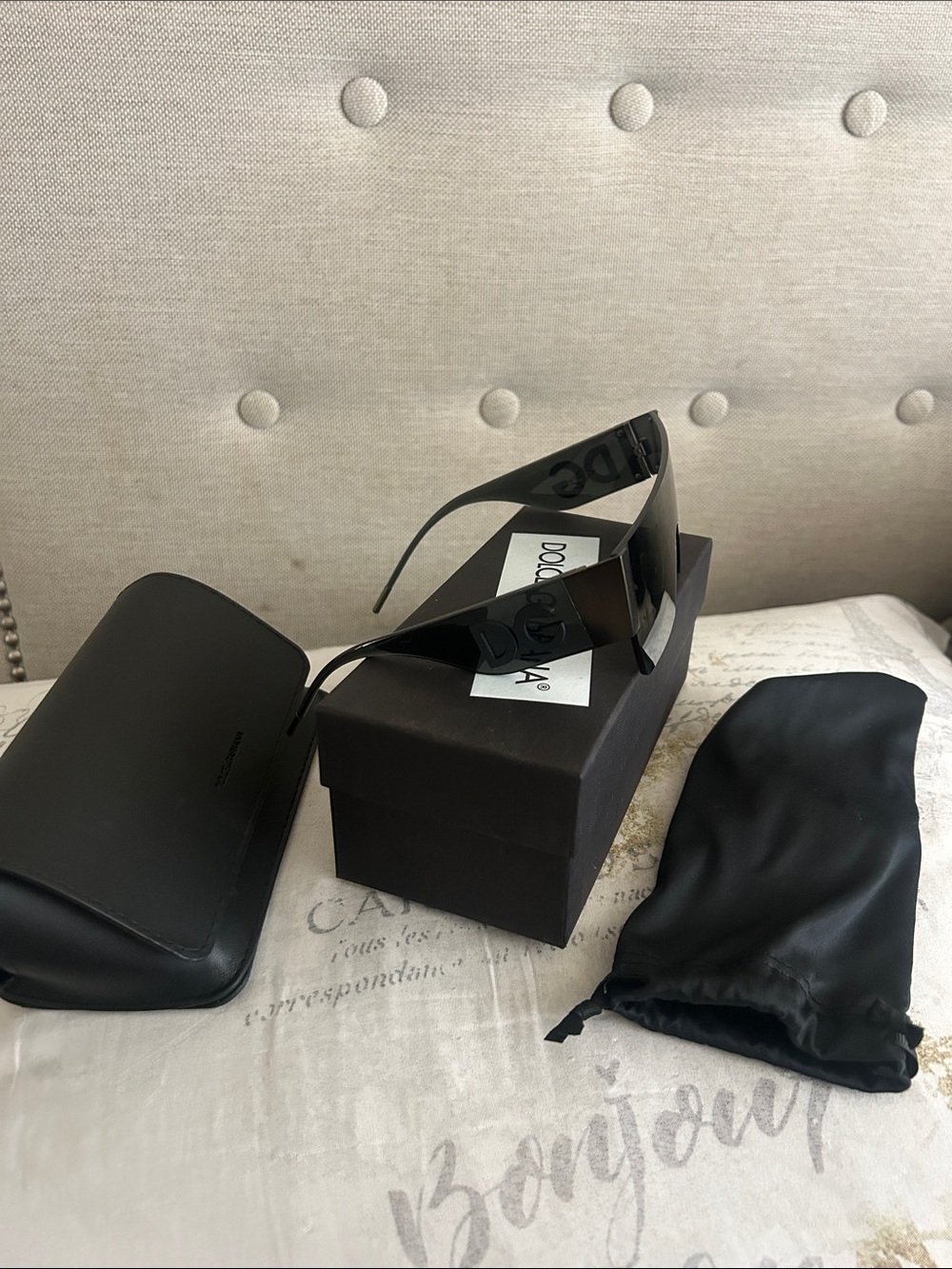 Dolce & Gabbana Glossy Black Logo Shield Sunglasses